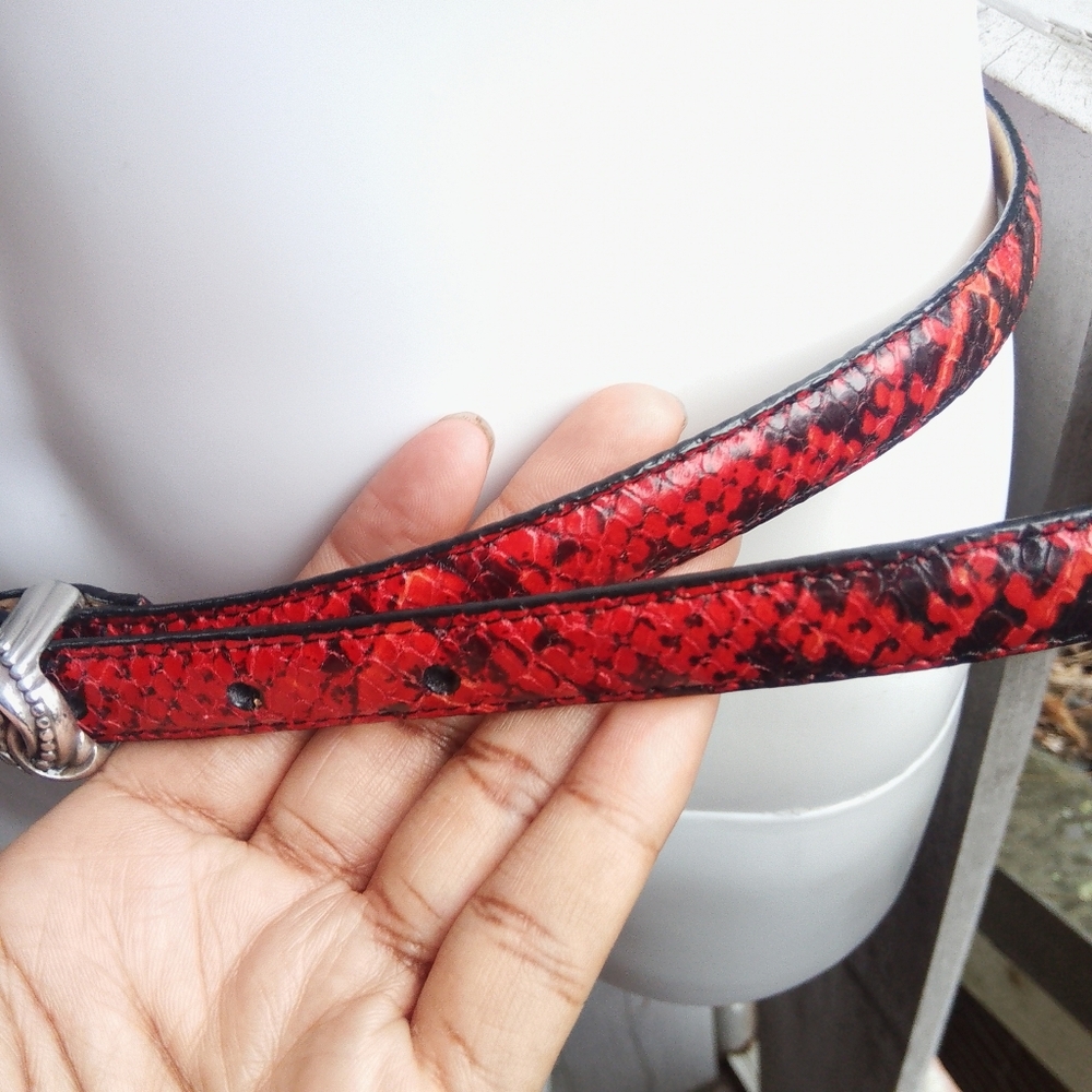 Brighton Red Leather Snakeskin Skinny Belt XL - Picture 4 of 8